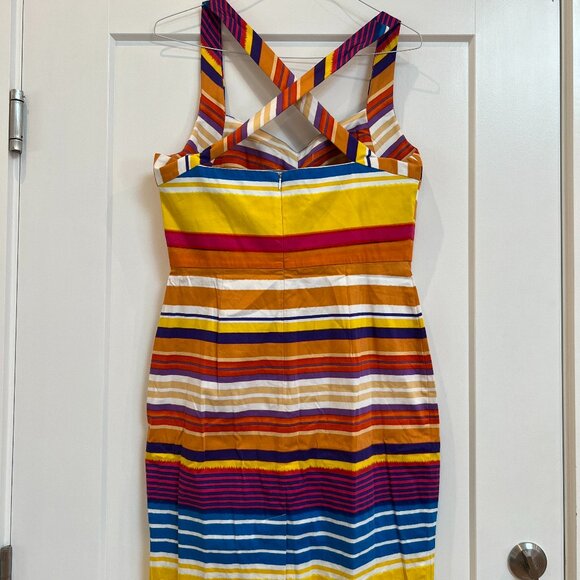 Calvin Klein Multicolor Striped Criss Cross Back Dress Size 14 - Picture 2 of 7